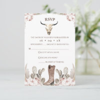 Boho Floral Cactus Rodeo 21st Birthday RSVP Card