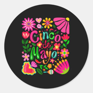Boho Floral Cinco De Mayo Mexican For Men And Wome Classic Round Sticker