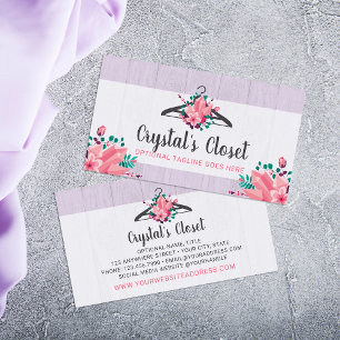 Boho Floral Clothes Hanger Closet Fashion Boutique Business Card