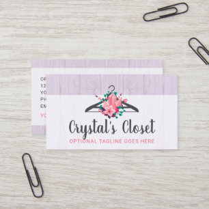 Boho Floral Clothes Hanger Closet Fashion Boutique Business Card
