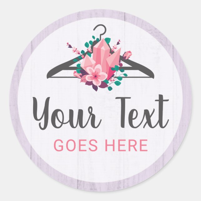 Boho Floral Clothes Hanger Closet Fashion Boutique Classic Round Sticker (Front)