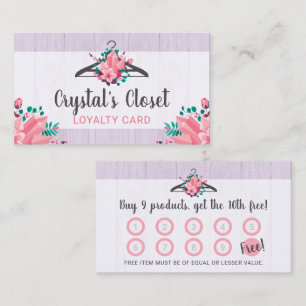 Boho Floral Clothes Hanger Closet Fashion Loyalty Business Card