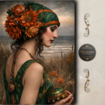 Boho Floral Coastal Woman Decoupage