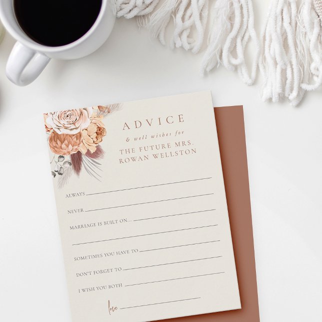 Boho Floral Coffee Bridal Shower Advice Card (Creator Uploaded)