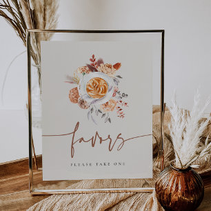 Boho Floral Coffee Bridal Shower Favors Sign