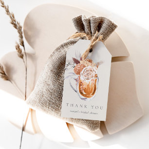 Boho Floral Coffee Bridal Shower Thank You Favour Gift Tags