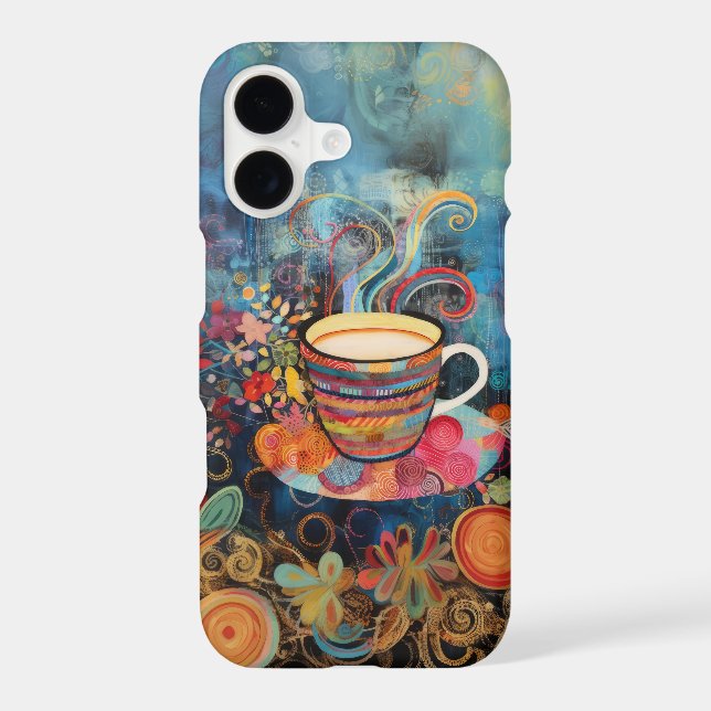 Boho Floral Coffee Cup – Artistic Café Collage (Back)