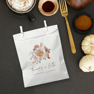 Boho Floral Coffee "Thanks a Latte" Favour Bags