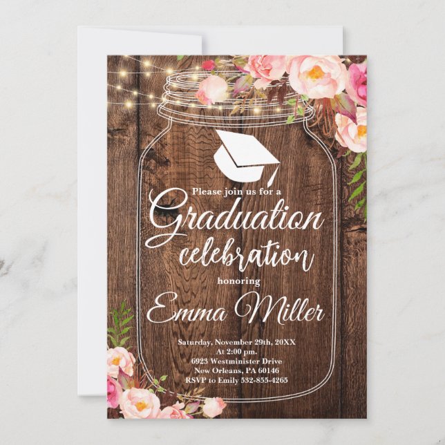 Boho Floral College Graduation Invitation (Front)