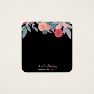 Boho Floral Colourful Earring Black Display Card