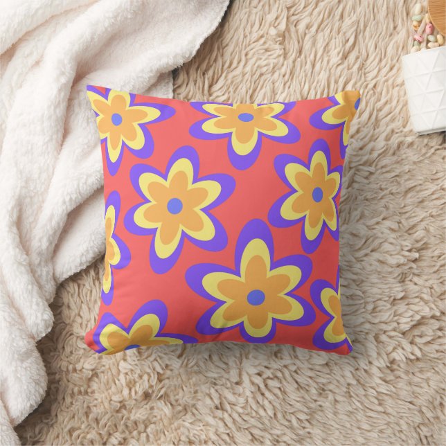 Boho Floral Colourful Pattern Cushion (Blanket)