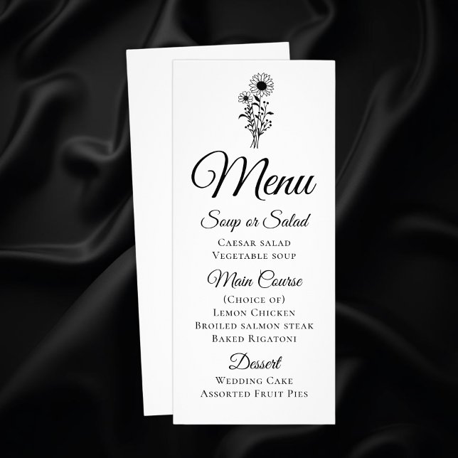 Boho Floral Country Sunflower Floral Wedding Menu (Creator Uploaded)