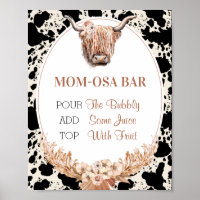 Boho Floral Cow Mum-osa Bar Baby Shower Sign