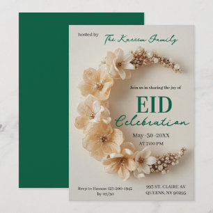 Boho Floral Crescent Eid Party Invitation 