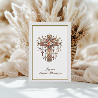 Boho Floral Cross Easter Card