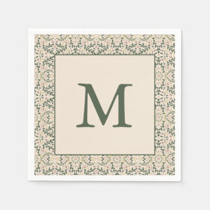 Boho Floral Custom Christmas Holiday Monogram Napkin