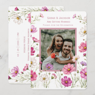 Boho Floral Custom Photo Wedding Invitation