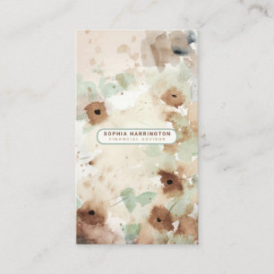 Boho Floral Custom QR Code Scannable Neutral  Busi Business Card