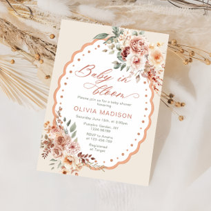 Boho Floral Cute Baby Shower Invitation