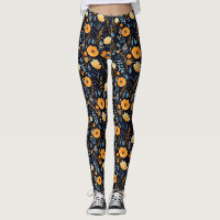 Boho Floral Cute Black Orange Blue