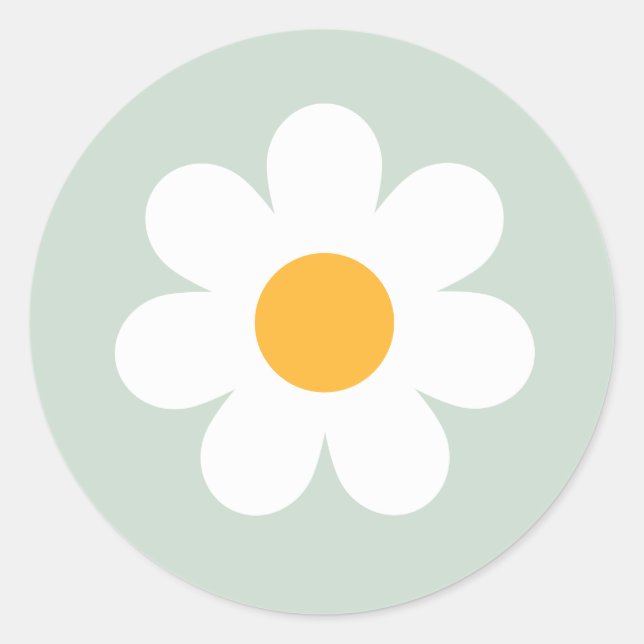 Boho Floral Daisy Groovy Birthday Party Favours Classic Round Sticker (Front)