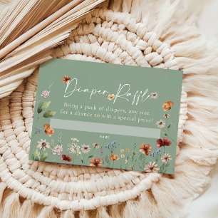 Boho Floral Diaper Raffle Baby Shower Card
