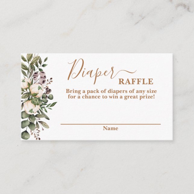 Boho floral Diaper Raffle Card (Front)