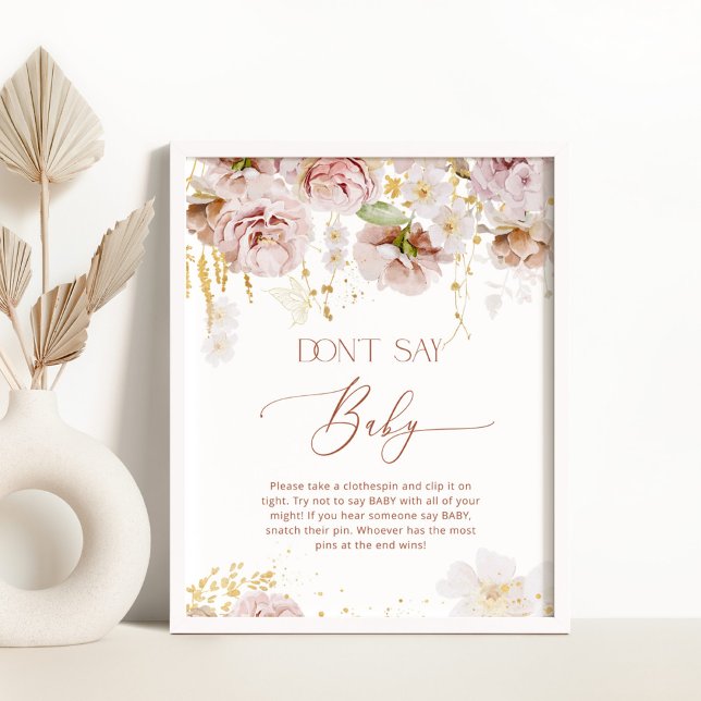 Boho floral Don't say baby game Poster (Creator Uploaded)