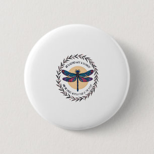 Boho Floral Dragonfly She Is Clothed With Strength 6 Cm Round Badge