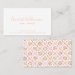Boho Floral Drawing Blush and Taupe Personalized Business Card