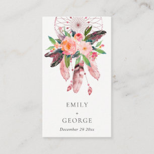 BOHO FLORAL DREAM CATCHER WEDDING GIFT REGISTRY BUSINESS CARD