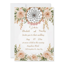 Boho Floral Dreamcatcher Save the Date Card