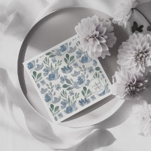 Boho Floral Dusty Blue Pattern Wedding