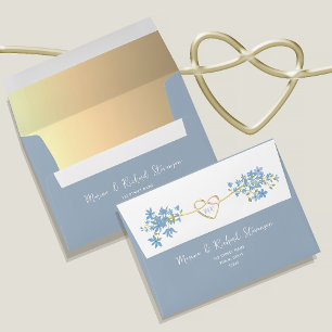 Boho Floral Dusty Blue Wedding Envelope