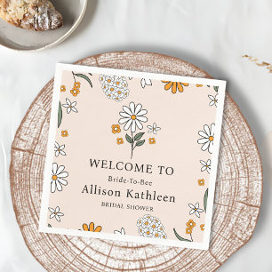 Boho Floral Earth Tones Botanical Bridal Shower Napkin