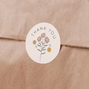 Boho Floral Earth Tones Bridal Shower Thank You Classic Round Sticker