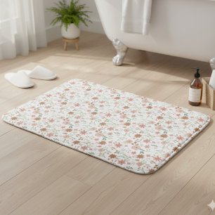 Boho Floral Earth Tones Modern Flowers Bath Mat