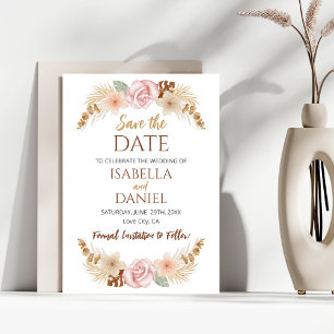 Boho Floral Earth Tones Wedding Save The Date