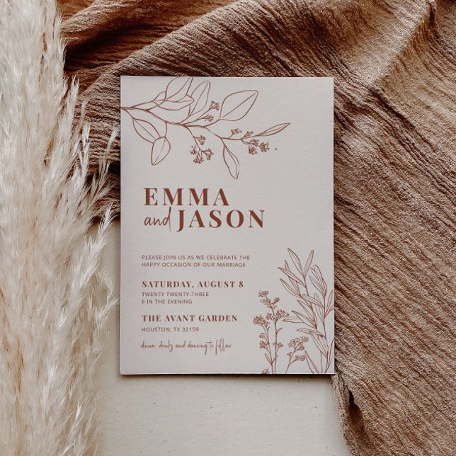 Boho Floral Earthy Beige Wedding Invitation (Creator Uploaded)