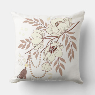 Boho Floral Elegance | Soft Beige  Cushion