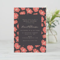 Boho Floral Elegant Black Red Bridal Shower