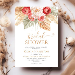 Boho Floral Elegant Fall Summer Bridal Shower  Invitation
