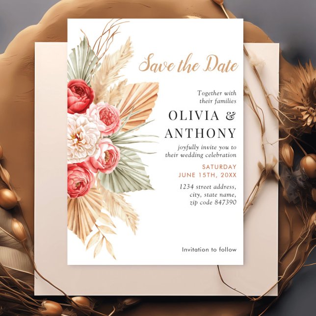 Boho Floral Elegant Fall Summer Wedding Invitation (Creator Uploaded)