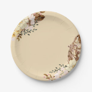 Boho Floral Elegant Paper Plate Any Occasion