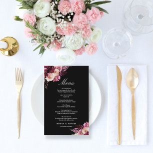 Boho Floral Elegant Wedding Menu