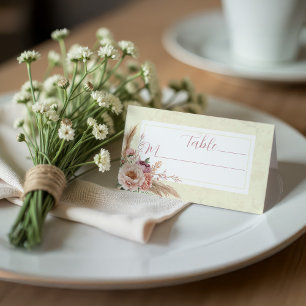 Boho Floral Elegant Wedding Seating Place Cards