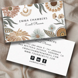 Boho Floral Event Planner Business Card