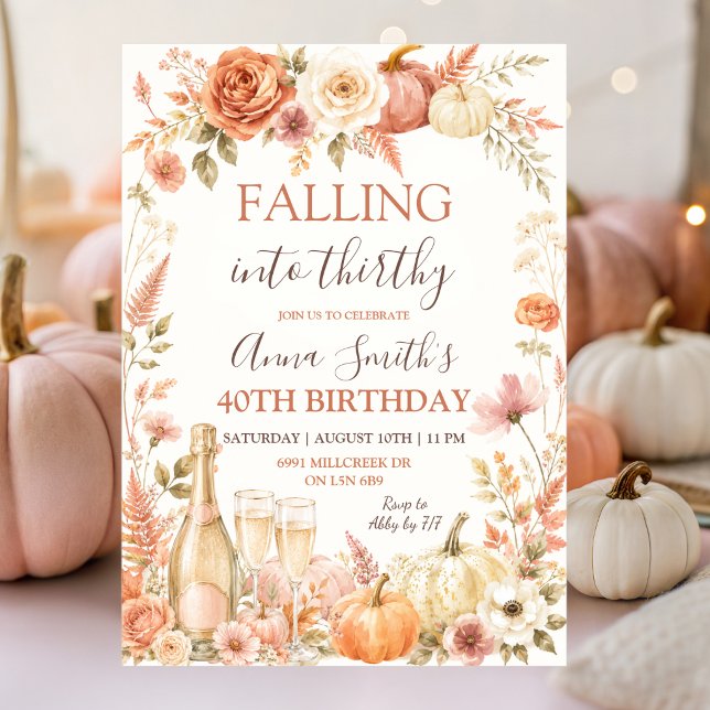 Boho Floral Fall Adult Birthday Invitation (Creator Uploaded)