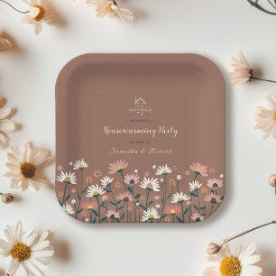 Boho Floral Fall Autumn Housewarming Party Paper Plate