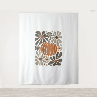 Boho Floral Fall Pumpkin Season Tapestry